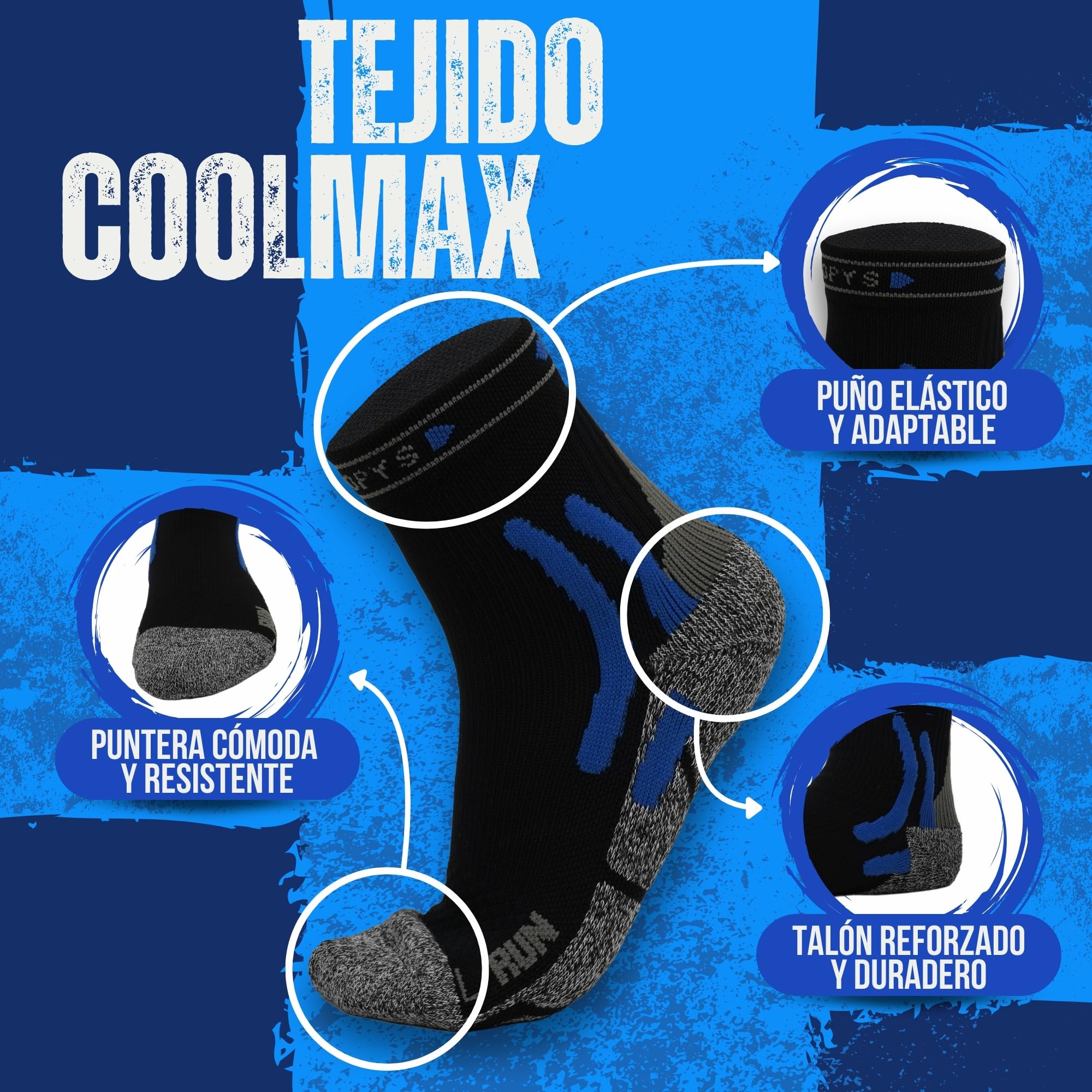 3 Pares de Calcetines Deporte Hombre y Mujer de Algodón COOLMAX | Calcetines Ciclismo Hombres con Acolchado Mejorado para Cualquier Actividad