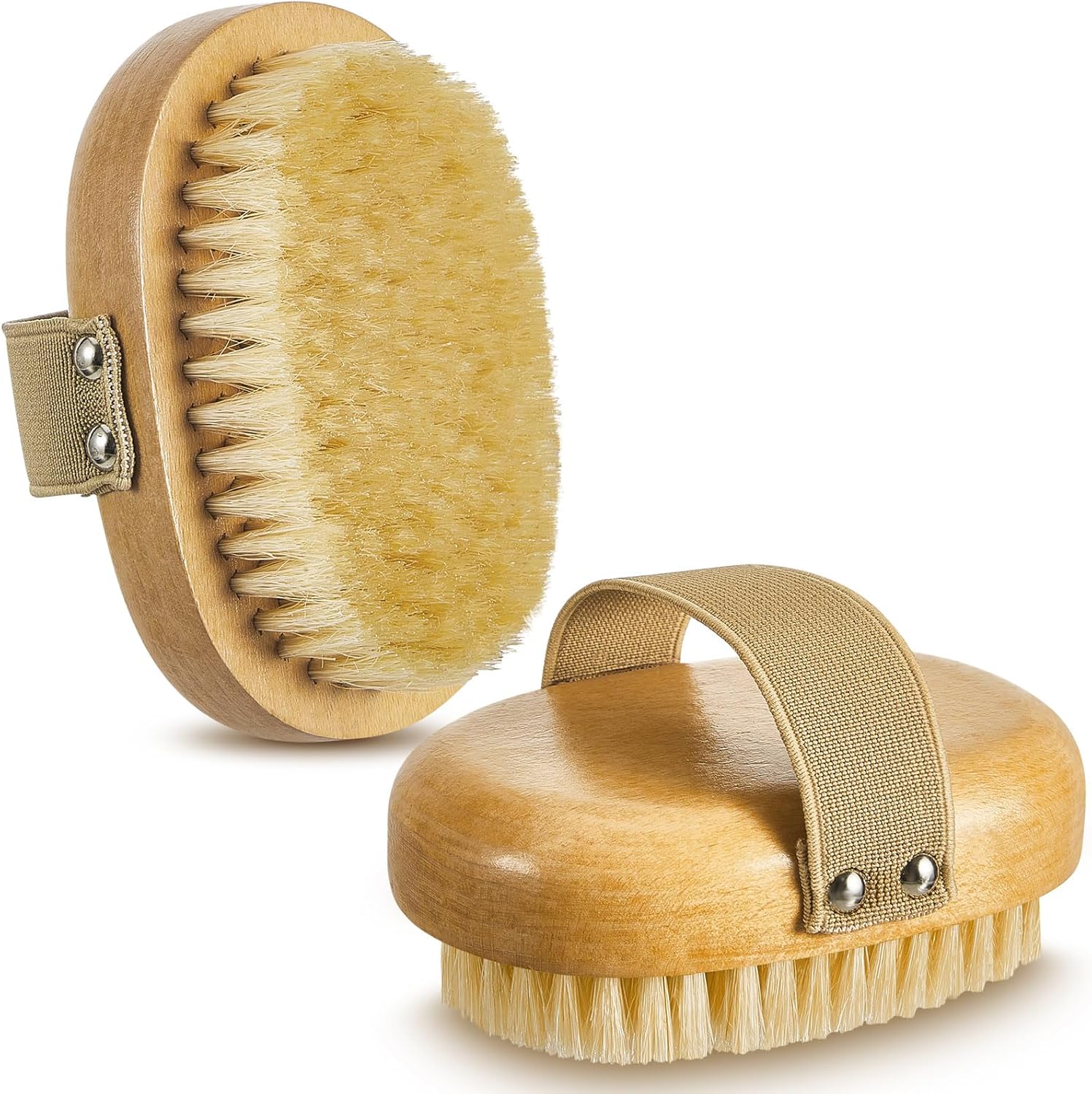 Suclain 2 Pcs Soft Dog Brush Boar Bristle Pet Brush for Short Haired Puppy and Cats with Band, Reduce Shedding, Dog Reduces Stress and Easy to Hold on Your Wrist, Ideal Grooming Supplies