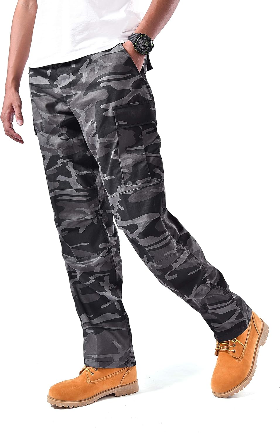 BACKBONE Mens Casual Street Fashion Camo Cargo Pants Army Combat Military BDU Pants Work Hunt Pants - Image 2