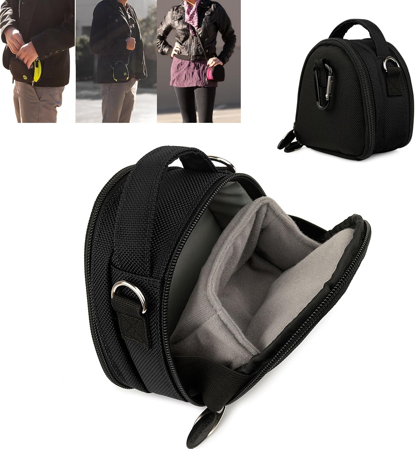 Vangoddy Compact Camera Accessories Midnight Black Laurel Small Camera Bag for JVC PICSIO Model