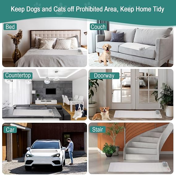 SEERWAY Scat Pet Shock Mat Indoor, Safe Shock Training Pads for Dogs and Cats, Electric Repellent Mat Keeps Pets Off Couch, Sofa, Counter Top, 3 Training Modes, 60x12 Rectangular, Battery Operated