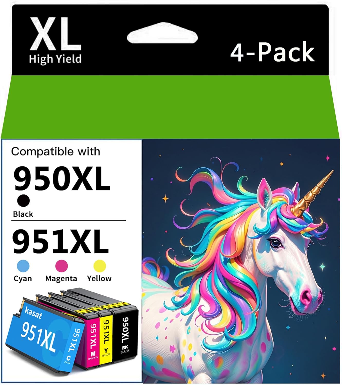 950XL 951XL Ink Cartridges Combo Pack Compatible Replacement for HP 950 951 Ink Cartridges Combo Pack Use with HP OfficeJet Pro 8600 8610 8620 8100 8630 8660 8640 8615 76DW 251DW (High Yield 4-Pack)