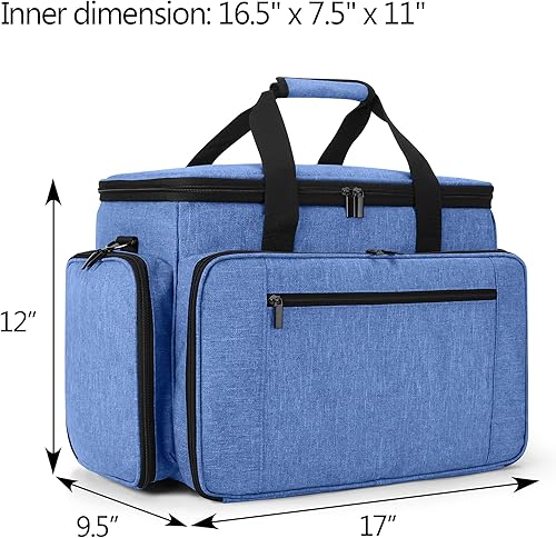 Miniatura 72 de Luxja - Bolsa para máquina de coser portátil, compatible con la mayoría de las máquinas Singer Morado,Negro,Azul,Puntos grises,Puntos