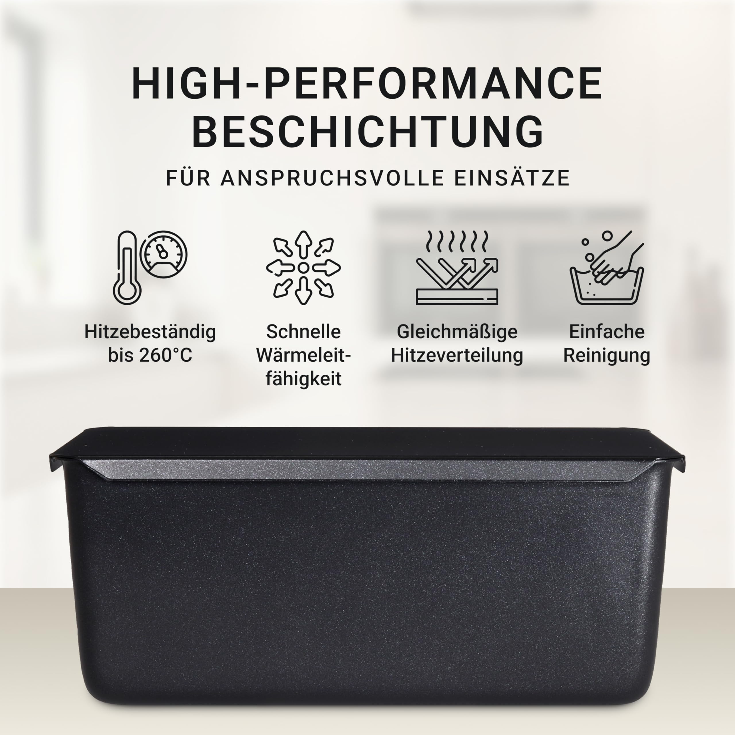 BREADLYST® Premium Brotbackform mit Deckel – Extra hohe Kastenform, Toastbrot-Backform aus Kohlenstoffstahl mit Antihaftbeschichtung, Brot backen Zubehör, Hitzebeständig bis 260 °C (23 x 11 x 10 cm)