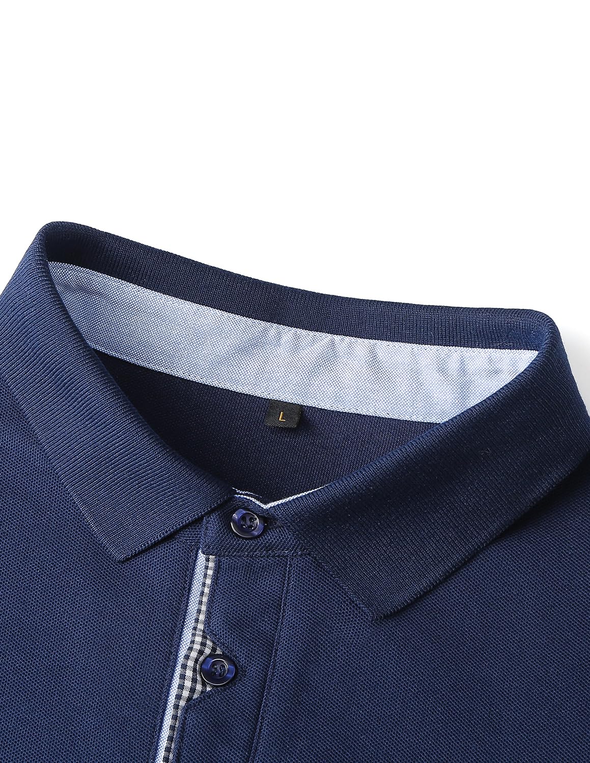 VMSUCIJ Polo Manica Lunga Uomo Maglietta con Abbottonatura Patchwork a Doppio Triangolo Elegante Cotone T-Shirt con Taschino