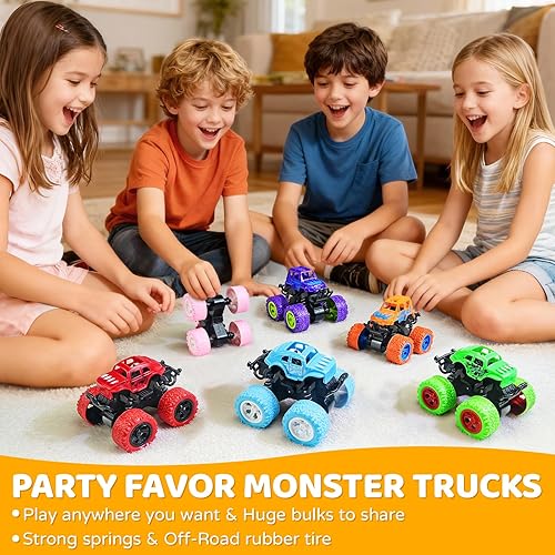 Miniatura 4 de Beestech Camión monstruo de juguete para niños y niñas de 3, 4, 5, 6, 7, 8 años de edad, camión monstruo accionado por fricción para fiestas de