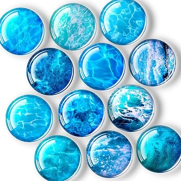 FINDMAG 12 Pack Refrigerator Magnets, Cute Fridge Magnets Decorative for Kitchen, Gift, Locker Magnet Glass Clear for School, Classroom, Ocean Magnet for Picture, Chalkboard, Dorm Room