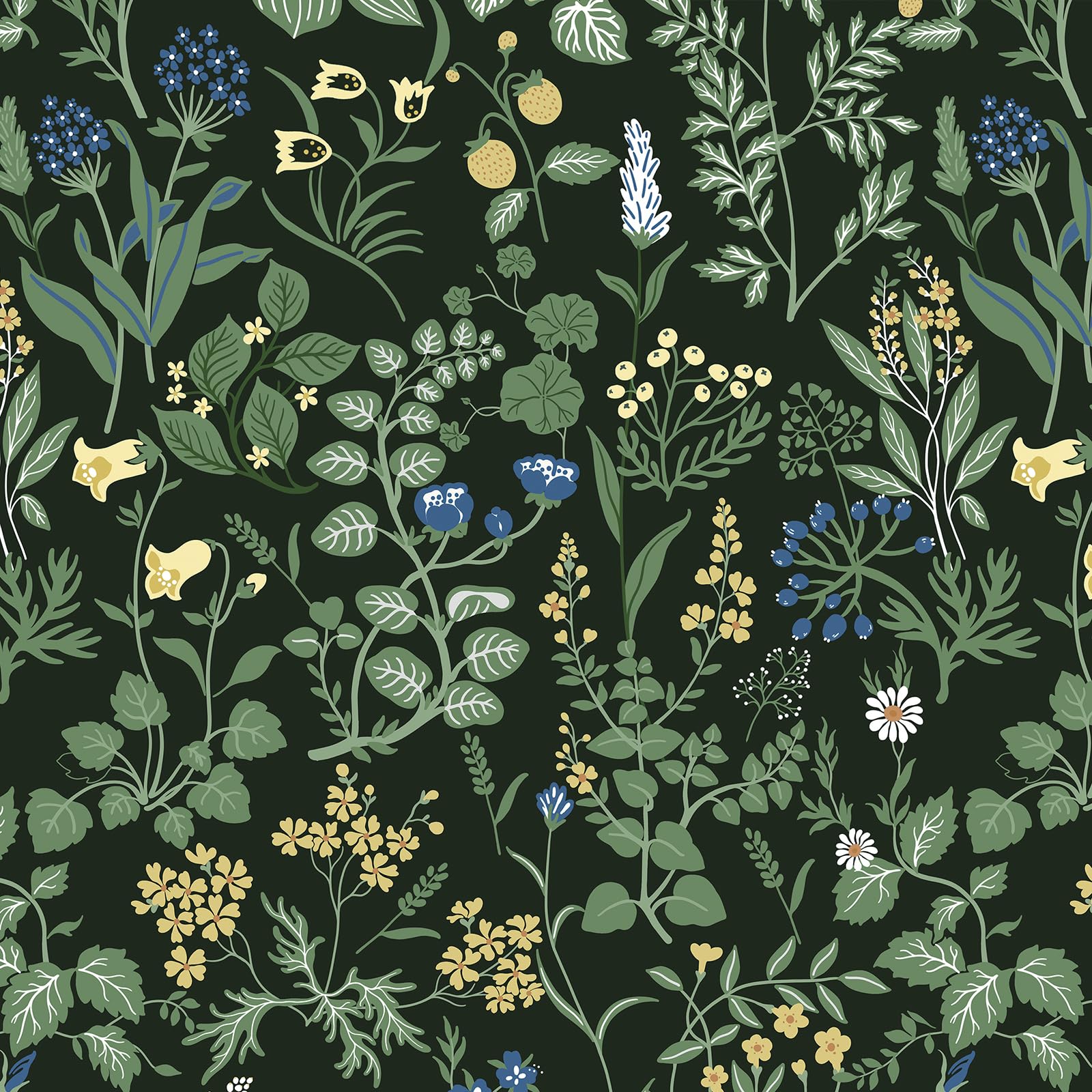 Yomshi Self Adhesive Wallpaper Green Leaf 44×300cm - Peel and Stick Waterproof Vinyl Wrap With Floral Strawberries, Colorful Botanical Design for Living Room Bedroom Furniture — image 1