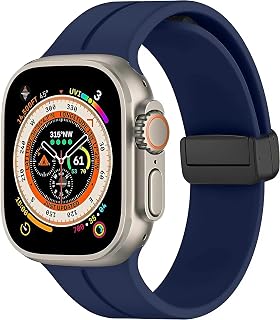 URUCHI Apple Watch Manyetik Silikon Kordon 42/44/45/49/L Kadın Erkek Spor Kordon iWatch Apple Watch Serisi 8 7 6 5 4 3 2 1 SE Ultra ile Uyumlu