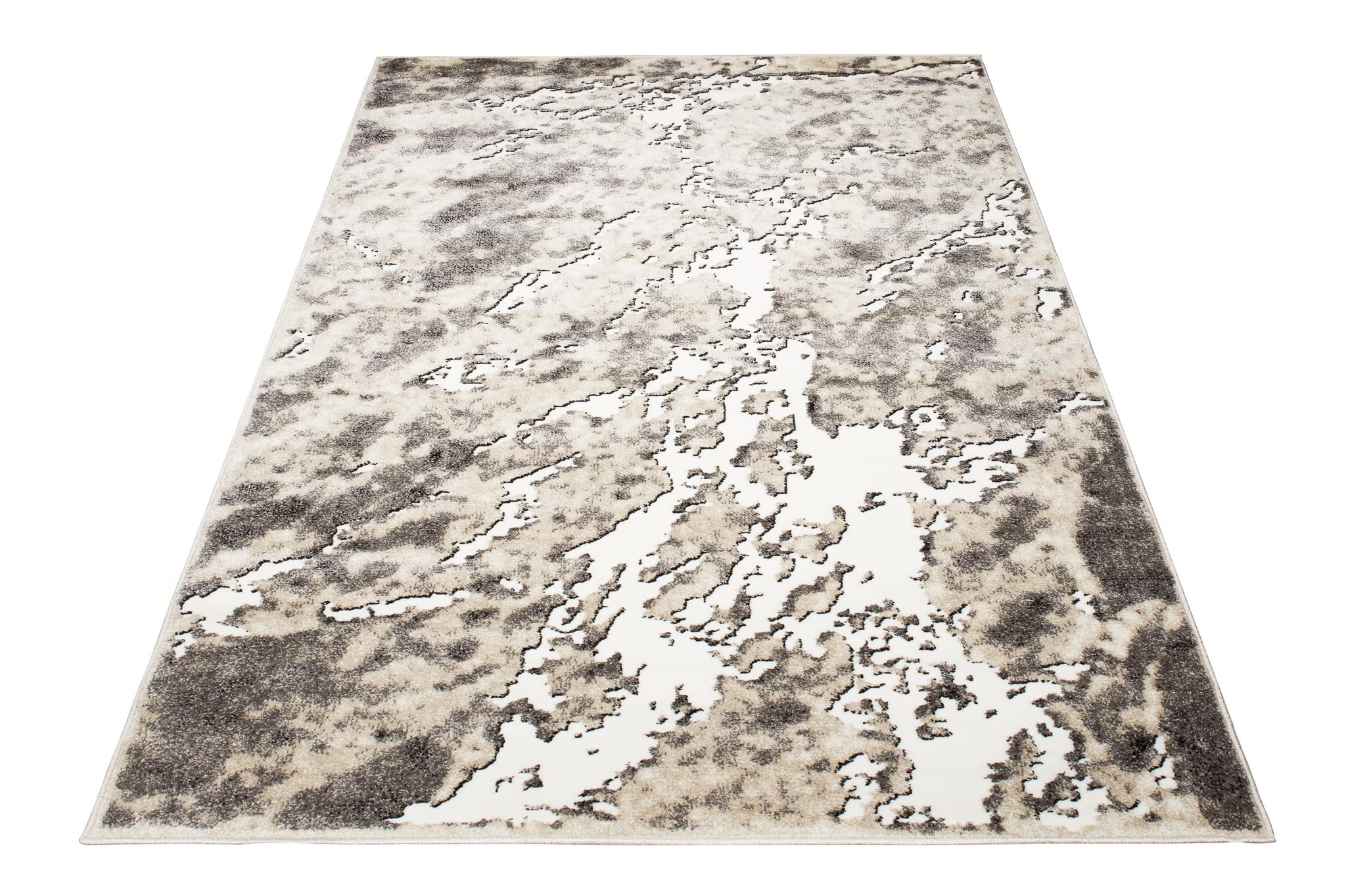 TAPISO Breeze dywan z krótkim włosiem, nowoczesny, kremowy, brązowy, beżowy, efekt 3D, melanż, do salonu, sypialni, 140 x 190 cm