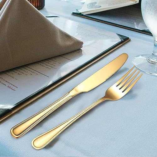 Miniatura 12 de A·HOUSEWARE - Juego de cubiertos iridiscentes con diseño hueco, 20 piezas, acero inoxidable, incluye tenedores, cucharas, cuchillos, utensilios