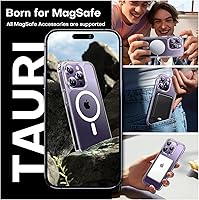 Vista 579 de TAURI Funda magnética 2 en 1 transparente para iPhone 14 Pro, compatible con Magsafe [no amarillenta] con protector de pantalla, protección de grado