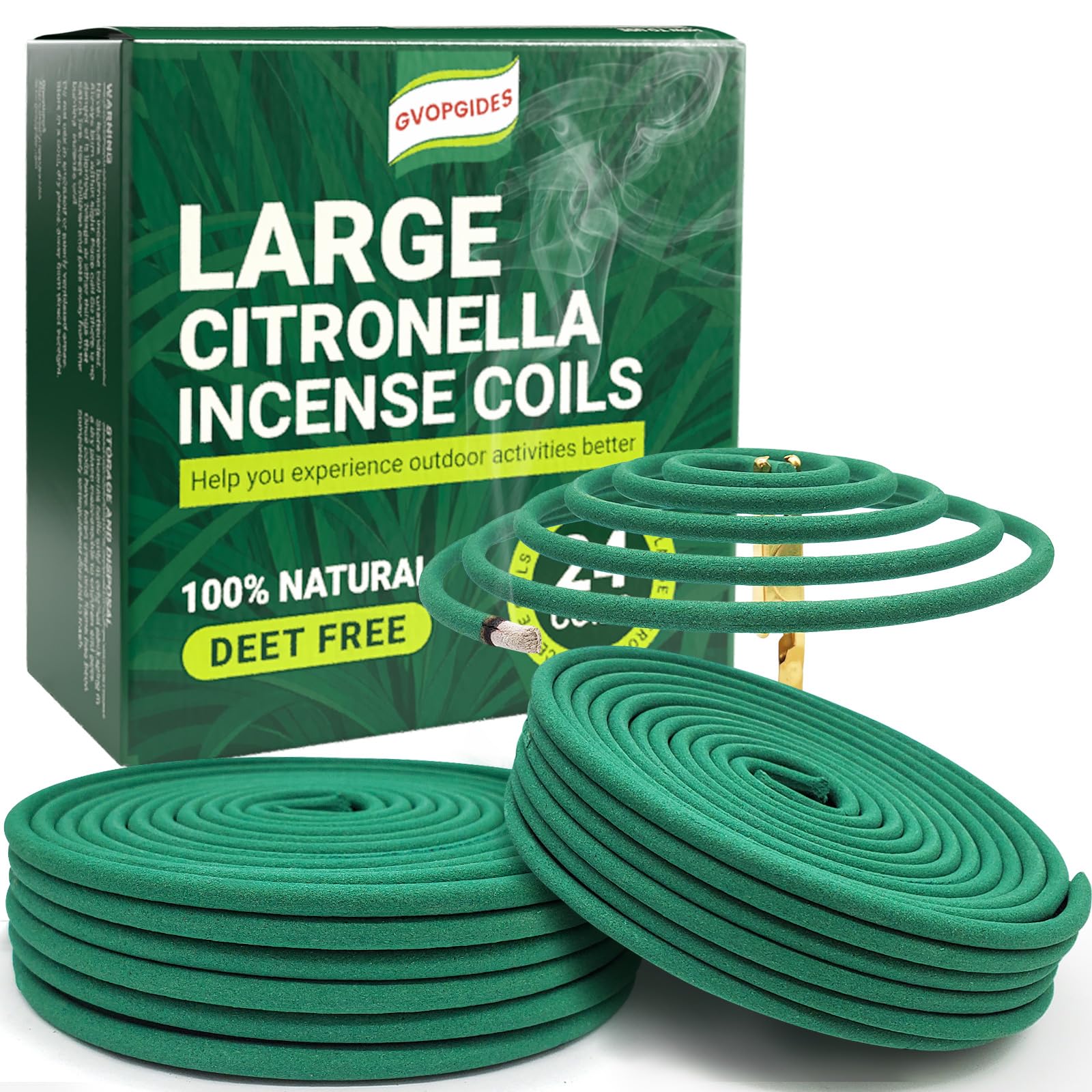 Large Citronella Incense Coil, Made from Natural Plants, Suitable for Outdoor, Living Room, Terrace use (24 Coils and Coil Holder)