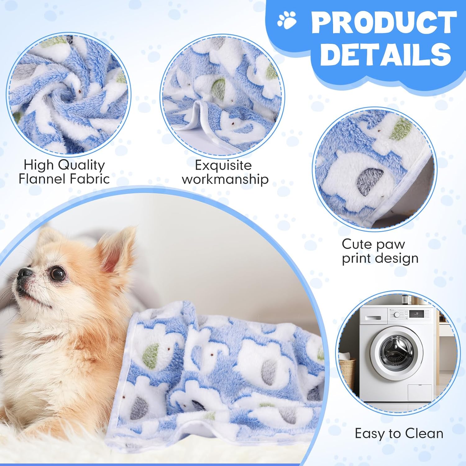 Chumia 15 Pcs Blankets for Dog Cat Soft Fluffy Fleece Washable Pet Dog Pattern Print Fleece Blankets for Pets Throw Warm Bed Mat for Puppy Cat 3 Colors, 24 x 16 Inches(Elephant) - Image 3