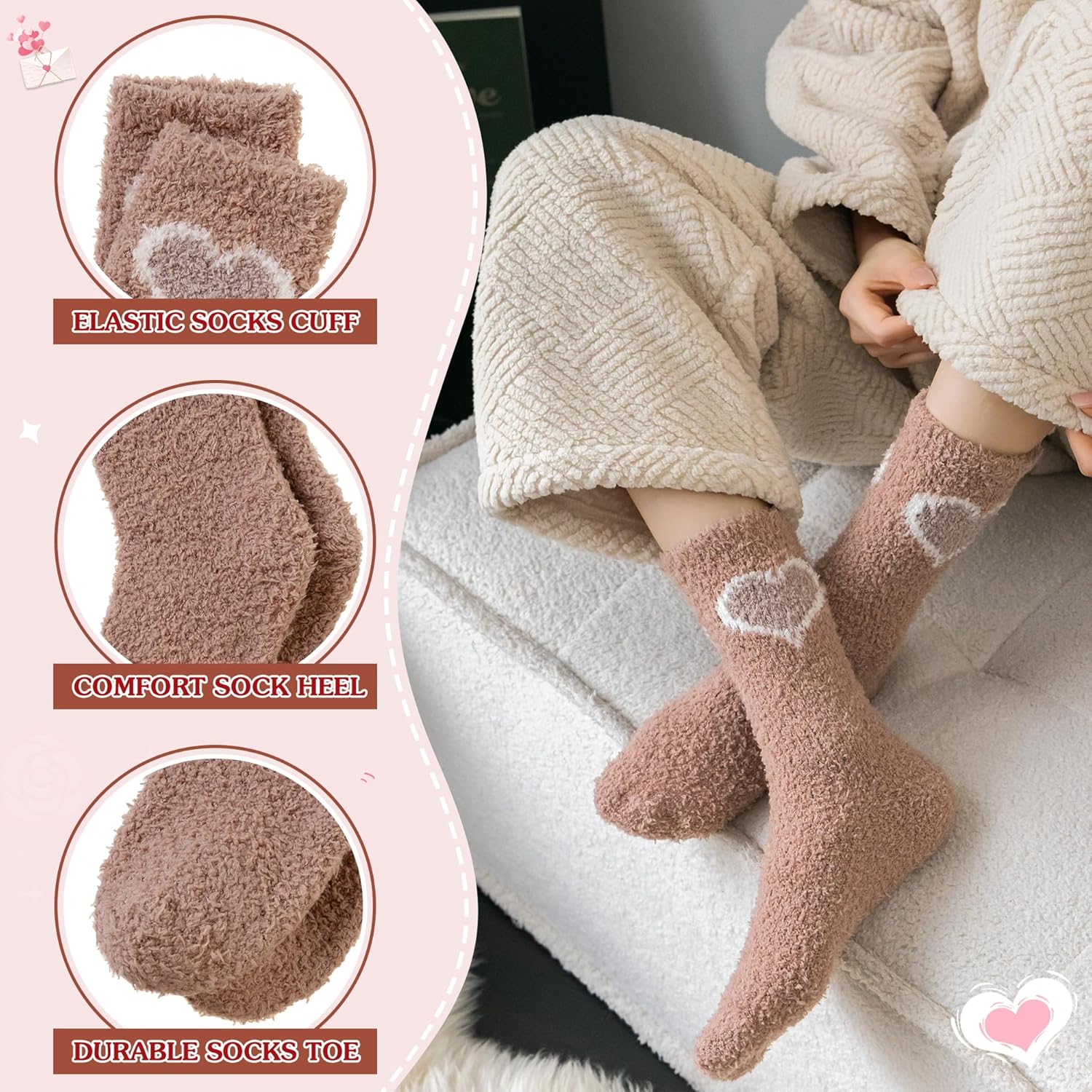 SeeyAN Womens Fuzzy Socks Fluffy Warm Slipper Winter Comfy Thermal Cozy Plush Sleep Home Cabin Socks - Image 5