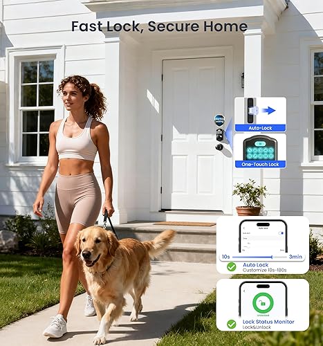 Miniatura 7 de Veise VE012W-K - Cerradura inteligente de huellas dactilares WiFi integrada con 2 perillas, no necesita concentrador, control remoto con aplicación,