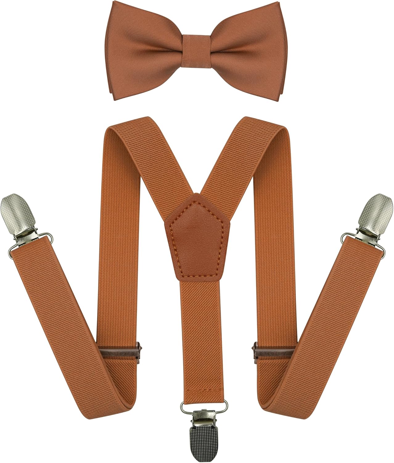 Adjustable Baby Boy Suspenders and Bow Tie, Pre-tied Kids Bowtie and Elastic Suspenders with 3 Strong Metal Clips