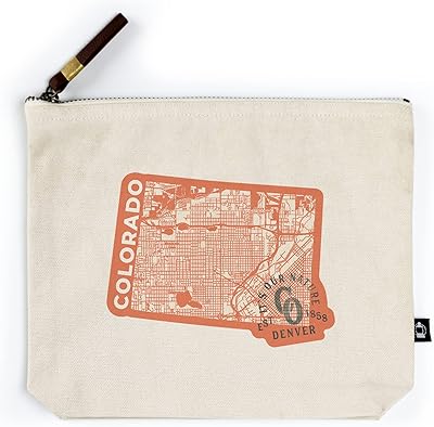 Lantern Press Denver, Colorado, Wayfinder Collection, State Shape Map, Contour (100% Cotton Canvas Travel Accessory Go Bag)