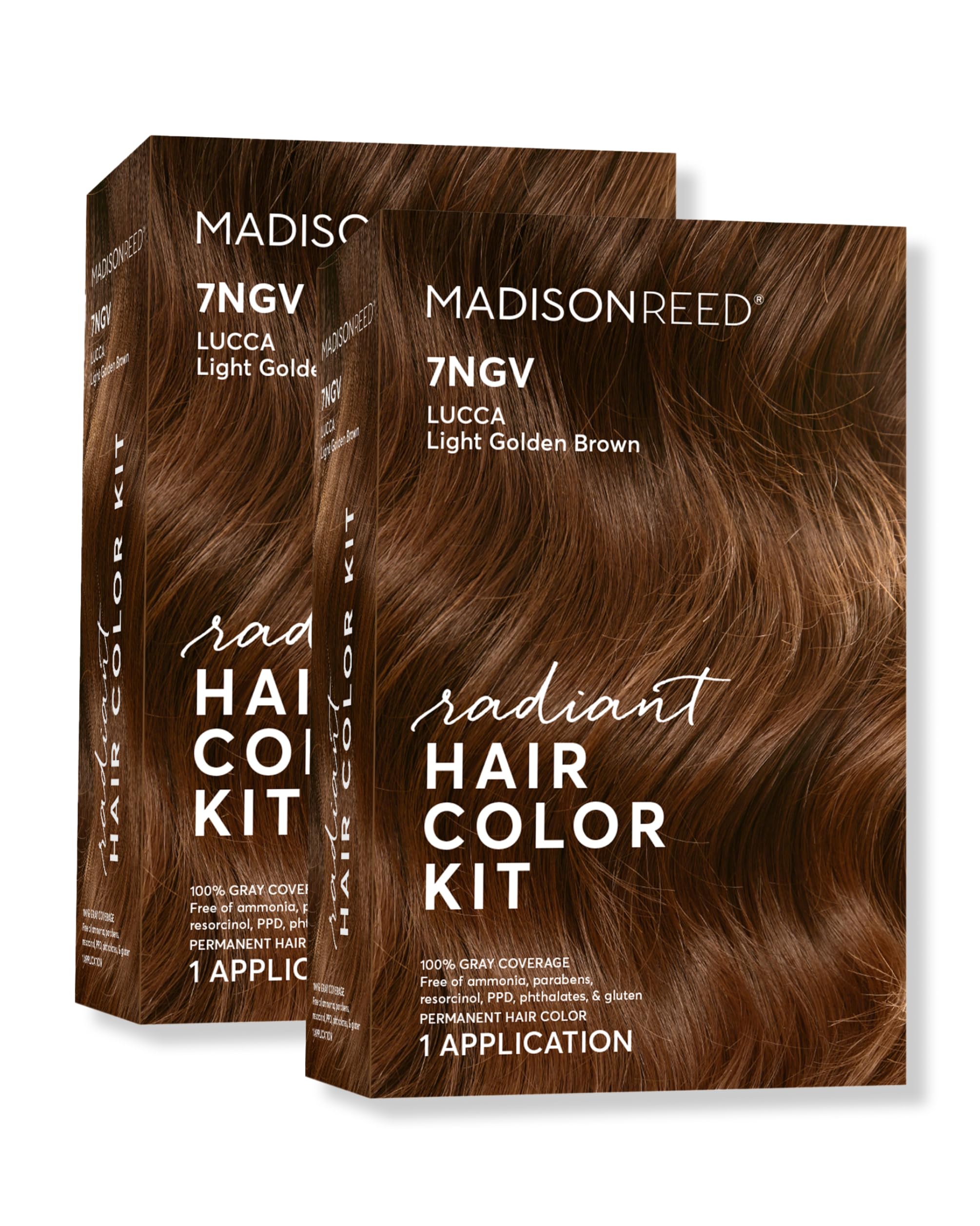 Madison Reed Radiant Hair Color Kit - 7NGV Light Golden Brown (Lucca Brown), Dimensional Gray Hair Blending Permanent Hair Dye, PPD-Free &