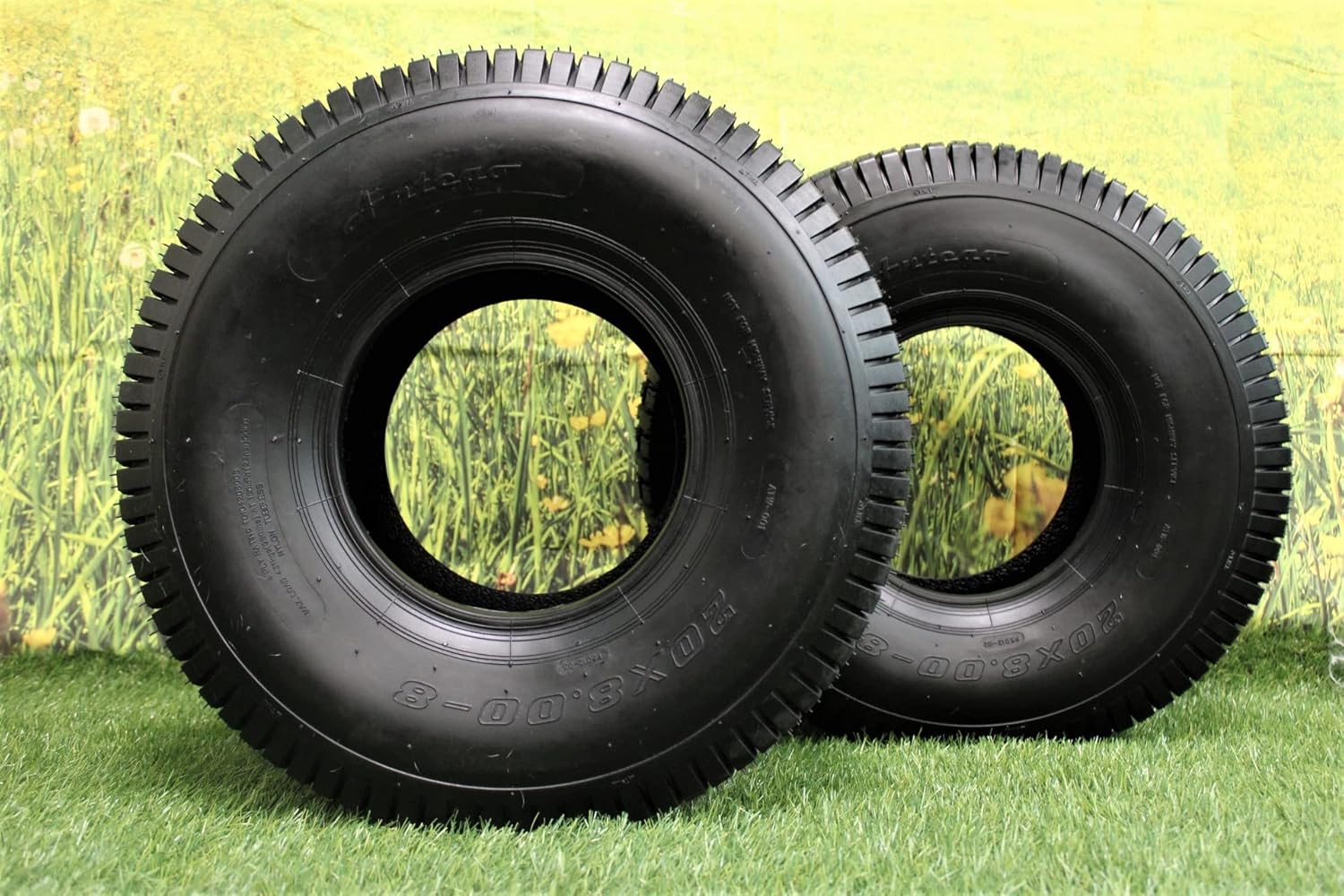 Antego Tire & Wheel Set of Two 20x8.00-8 4 Ply Turf Tires for Lawn & Garden Mower 20x8-8