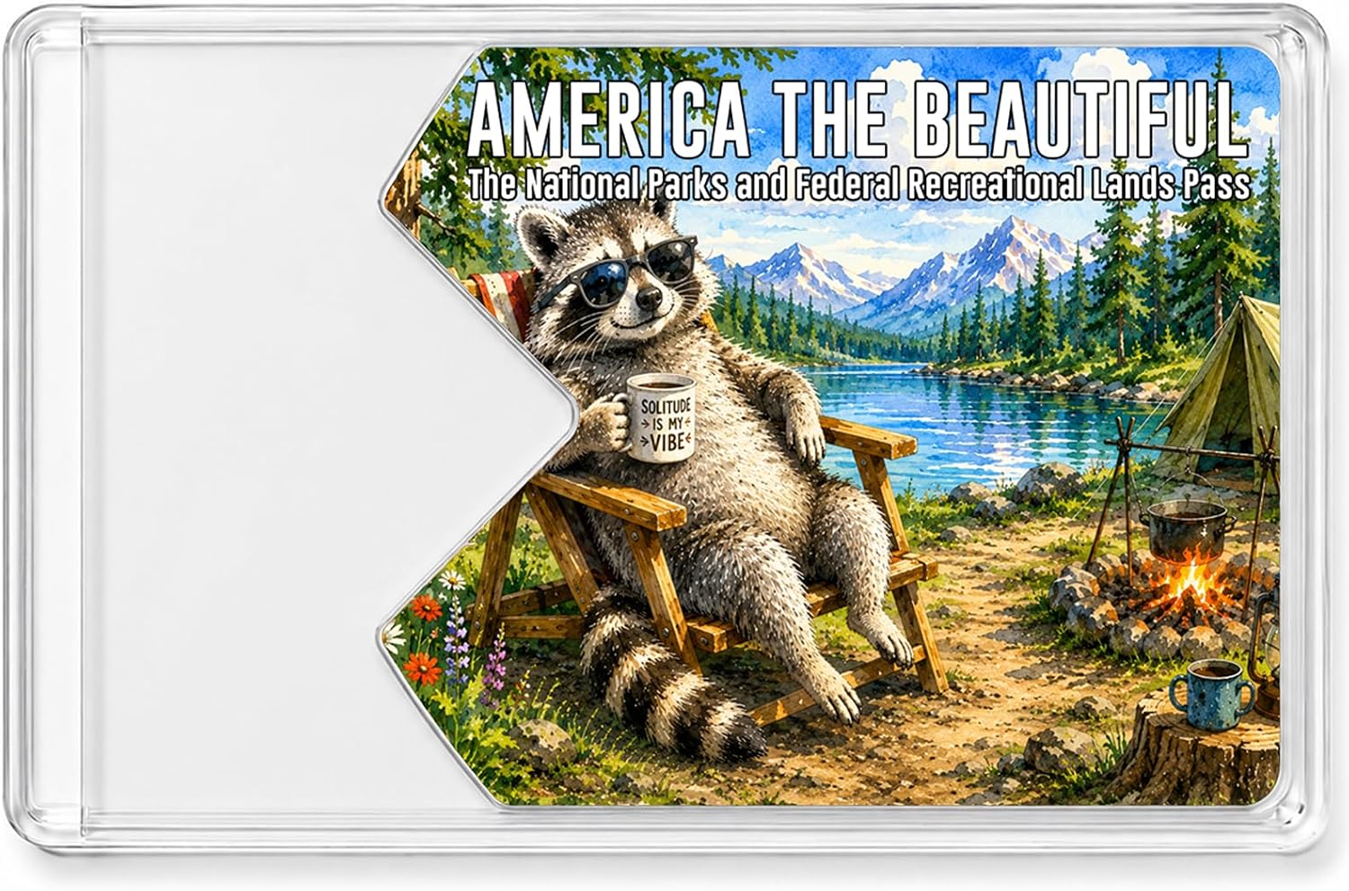 Funny Raccoon National Park Pass Sleeve, America the Beautiful Holder