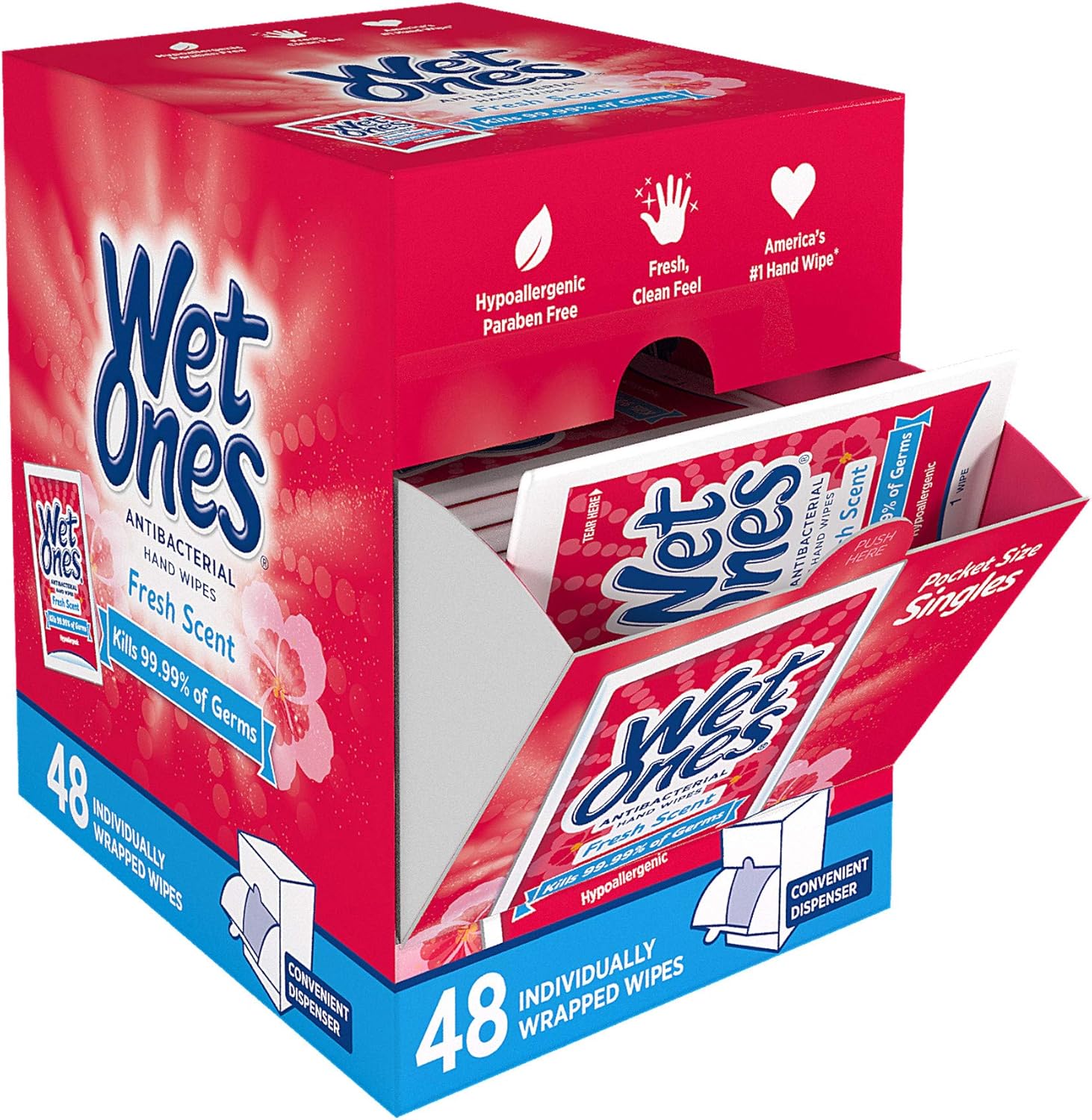 Wet Ones Antibacterial Hand Wipes, Fresh Scent, 48