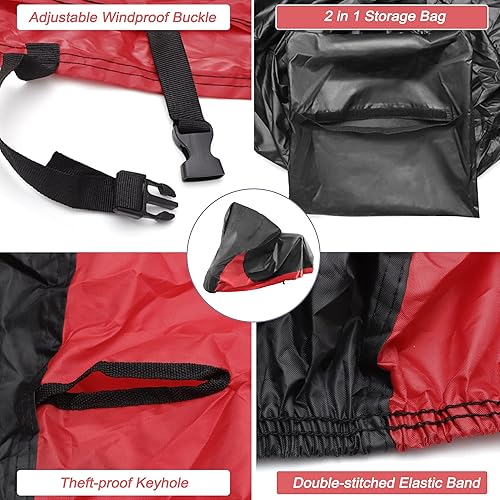 Miniatura 4 de X AUTOHAUX Funda para motocicleta 2 en 1, impermeable, protector de polvo y lluvia para Harley Sportster Iron 883 para Honda CB CBR Cruiser Scooter