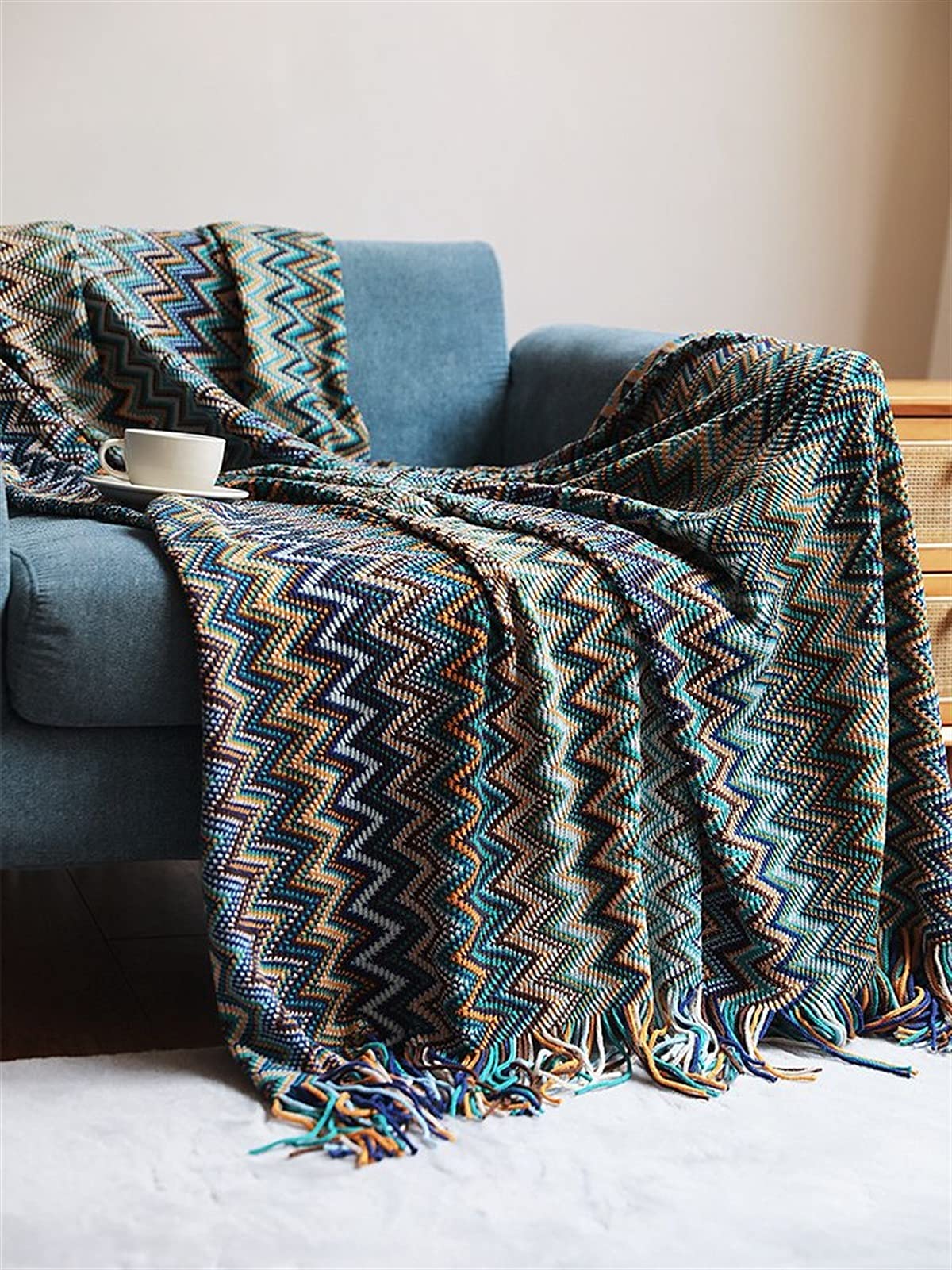 Couverture tricoté à la main en grosse maille de luxe pour canapé 130x240cm