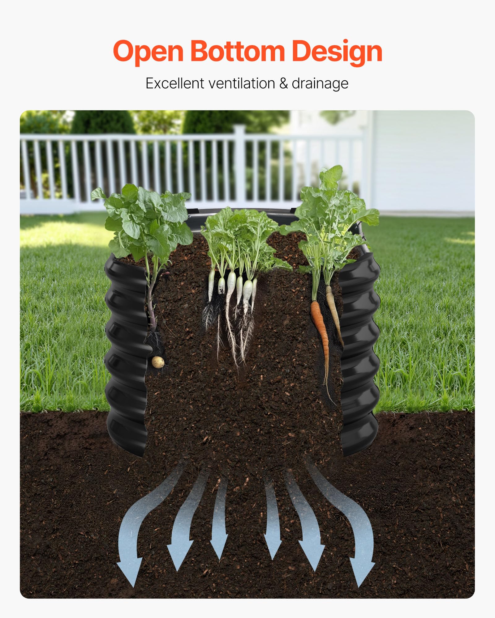 VEVOR Potager Surélevé Métal 240x60x60 cm Carré Potager Surélevé Galvanisé Lit de Jardin Ovale Bac de Jardinage Fond Ouvert pour Culture Légumes Fleurs Herbes Aromatiques Plantes Grasses, Gris Foncé