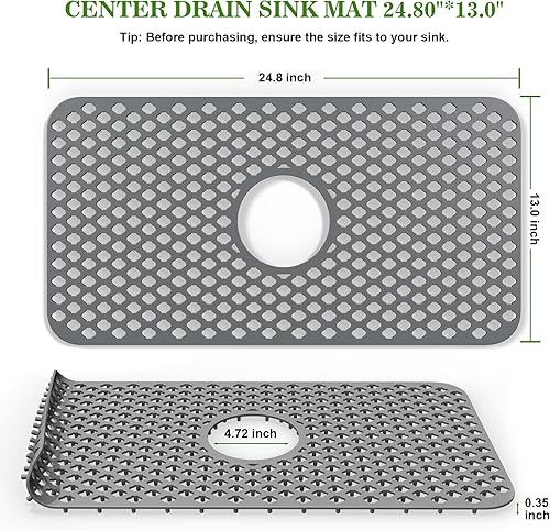 Miniatura 2 de TOOVEM - Tapetes de silicona para fregadero de cocina, antideslizante, estable, protector de fregadero de cocina de acero inoxidable para fregadero