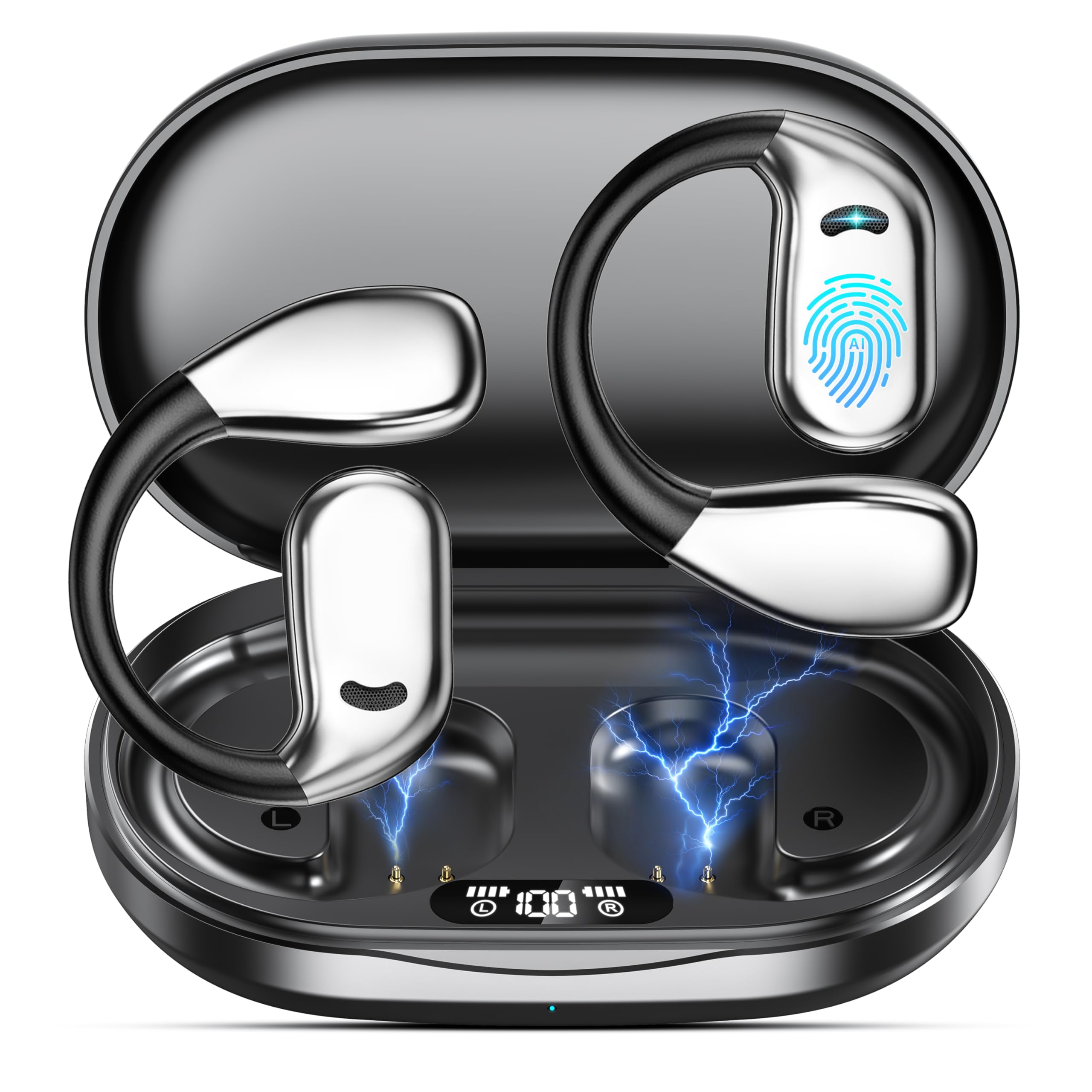 Merryking AI Language Translator Earbuds, OWS Real-Time 3-in-1 Translation Earbuds 169 Languages &amp; Accents, Translation Device for Travel Business Learning, Black