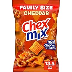 Chex Mix Cheddar Snack Mix, Savory Snack Bag, Family Size, 13.5 oz