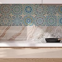 Vista 23 de Lukery Azulejo de despegar y pegar, impermeable, para cocina, mandala, azulejos autoadhesivos, azulejos de PVC, azulejos de pared, azulejos