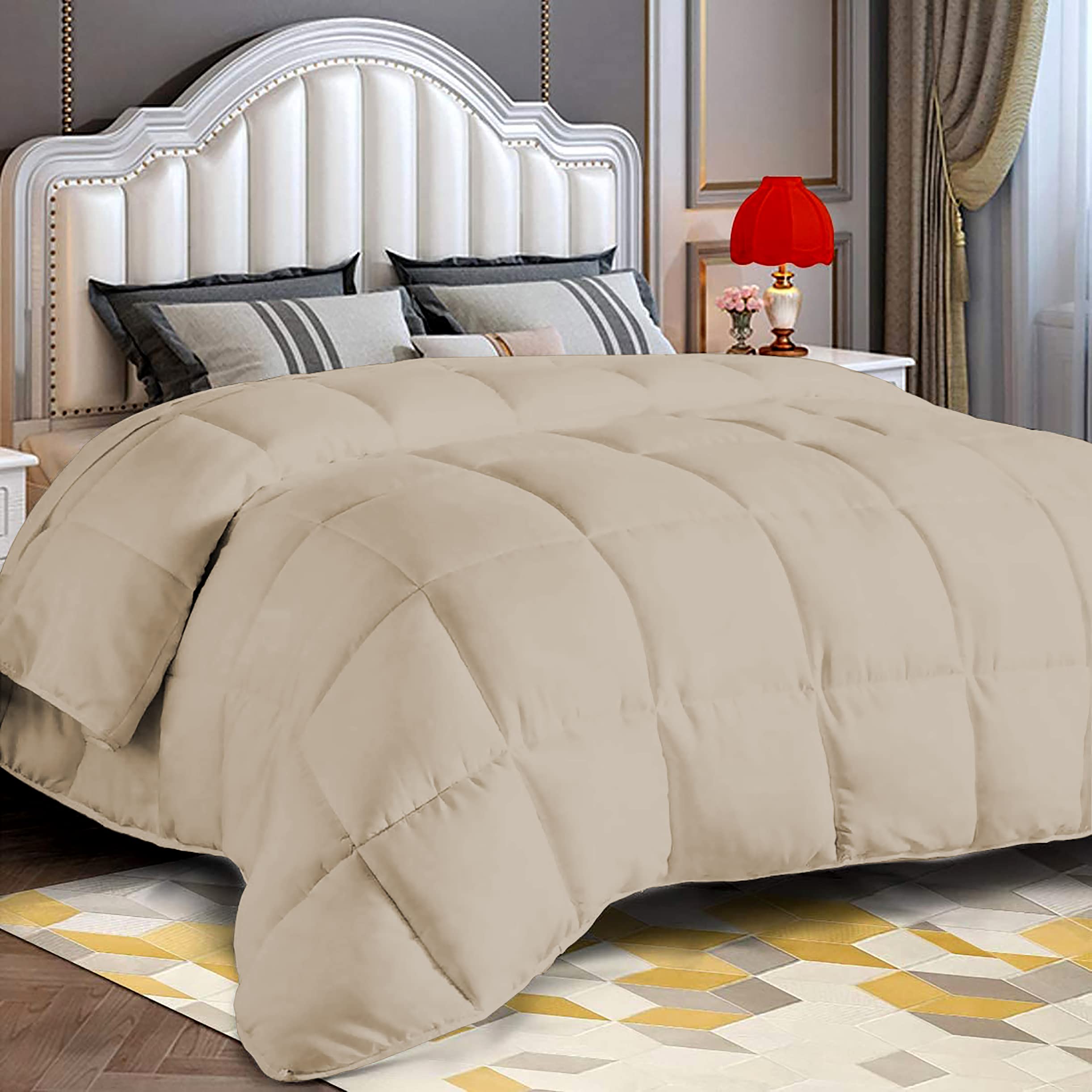 Day Care - Restful Sleep Microfiber All Season Comforter 250-GSM (90" x 90" Inches/228cm x 228cm) - Queen Size Comforter|Beige-image-33
