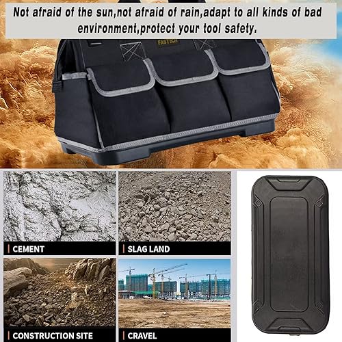 Miniatura 6 de FASTECH Bolsa de herramientas de boca ancha de 20 pulgadas con base moldeada a prueba de agua bolsa organizadora de herramientas impermeable para