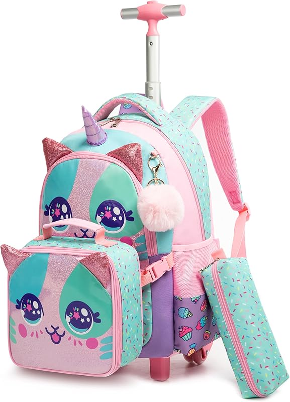Mochila de Rodinhas Infantis Cutblajat com Kit de Lancheira e Estojo, Design de Unicórnio em Rosa e Azul em oferta na Shopee Mochila de Rodinhas Infantis Cutblajat com Kit de Lancheira e Estojo, Design de Unicórnio em Rosa e Azul em oferta na Shopee