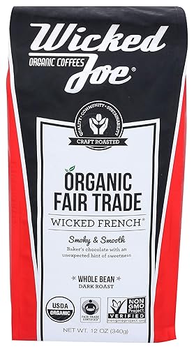 Wicked Joe Coffee - Grano entero francés de café, 12 onzas, rojo