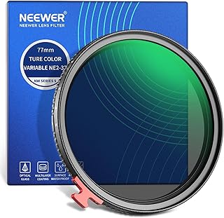 NEEWER 77mm True Color Variable ND Filter ND2-32 (1-5 Stops) Limited Neutral Density Filter with Putter, Multi Coated HD Optical Glass/No X Cross/Aluminum Frame/Water/Scratch/Fingerprint Resistant