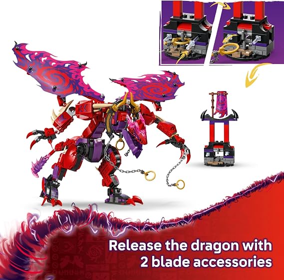 LEGO NINJAGO Thunderfang Dragon of Chaos Building Toy for Kids Ages 8+ Dragon Rising Playset with 6 Minifigures and Poseable Figure - Birthday Gift Idea for Boys and Girls - 71832