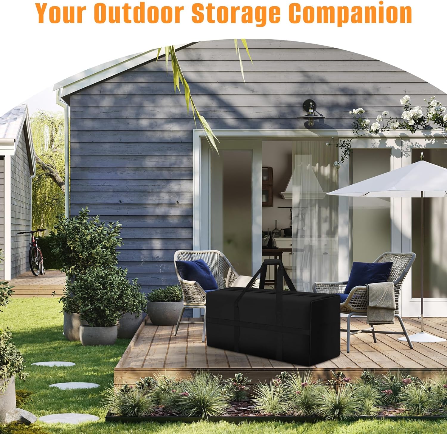 LYHNMW 2Pack Outdoor Cushion Storage Bag, 600D Oxford Fabric Waterproof Extra Large Patio Furniture Bag, Cushion Organizer Bag with Zipper & Padded Handle(69"L x 21.7"W x 29.5"H)