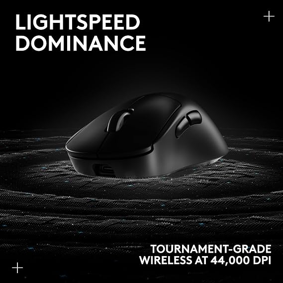 Logitech G PRO X Superlight 2 DEX Lightspeed Wireless Gaming Mouse, 60g Pro-Grade Lightweight Mouse with 5 Programmable Buttons, 44k DPI Sensor, 8K Polling, USB-C Charging, for PC/Mac - Black