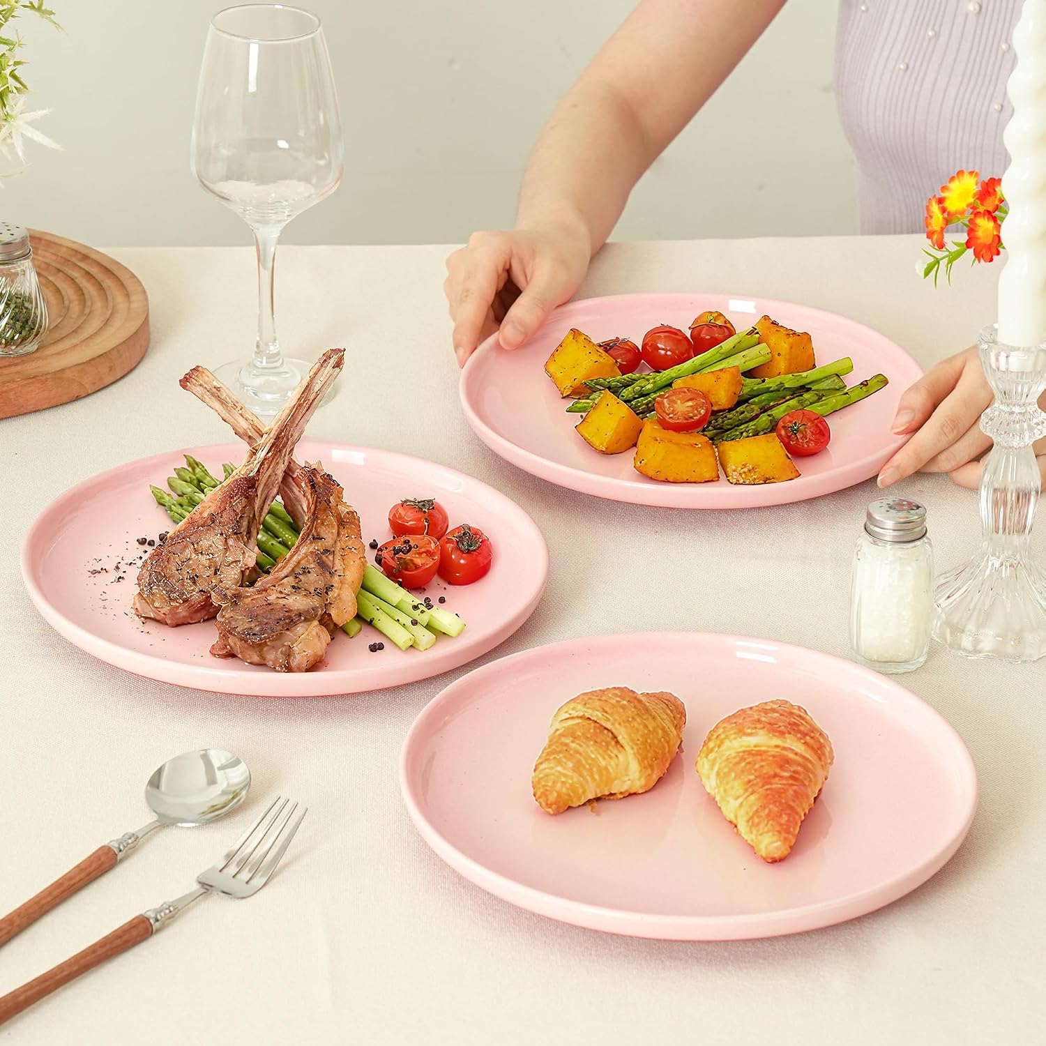 8-Inch Salad Plates, Set of 4, Pink image 5