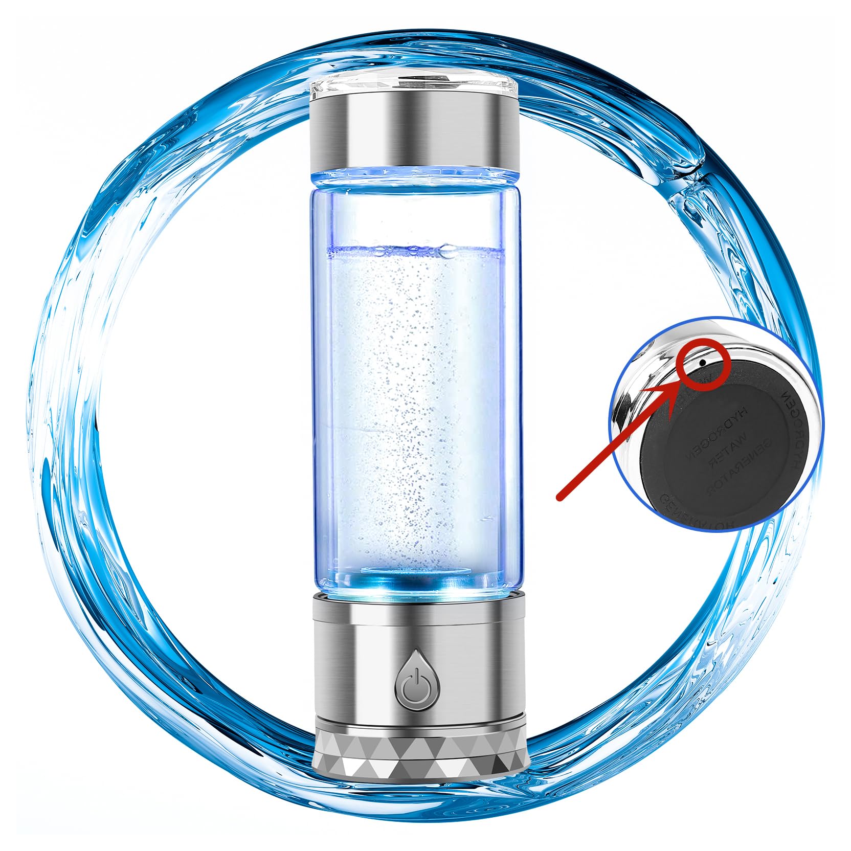 Bottiglia Generatrice di Acqua di Idrogeno N.P Con Doppia Camera, Tecnologia PEM e SPE, Fino a 1700PPB, Macchina Portatile per Acqua di Idrogeno, Produttore di Acqua di Idrogeno Nuova Tecnologia