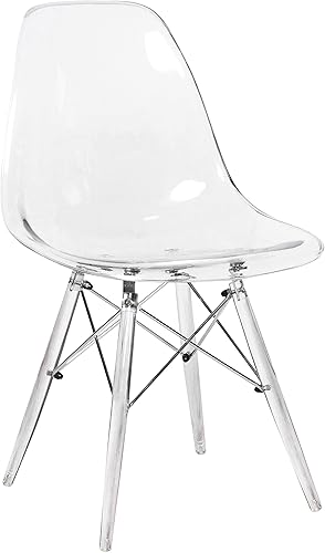 Miniatura 17 de LeisureMod Dover - Silla auxiliar moldeada con patas de acrílico, color rojo transparente Rojo transparente,Claro,Transparente negro,Azul