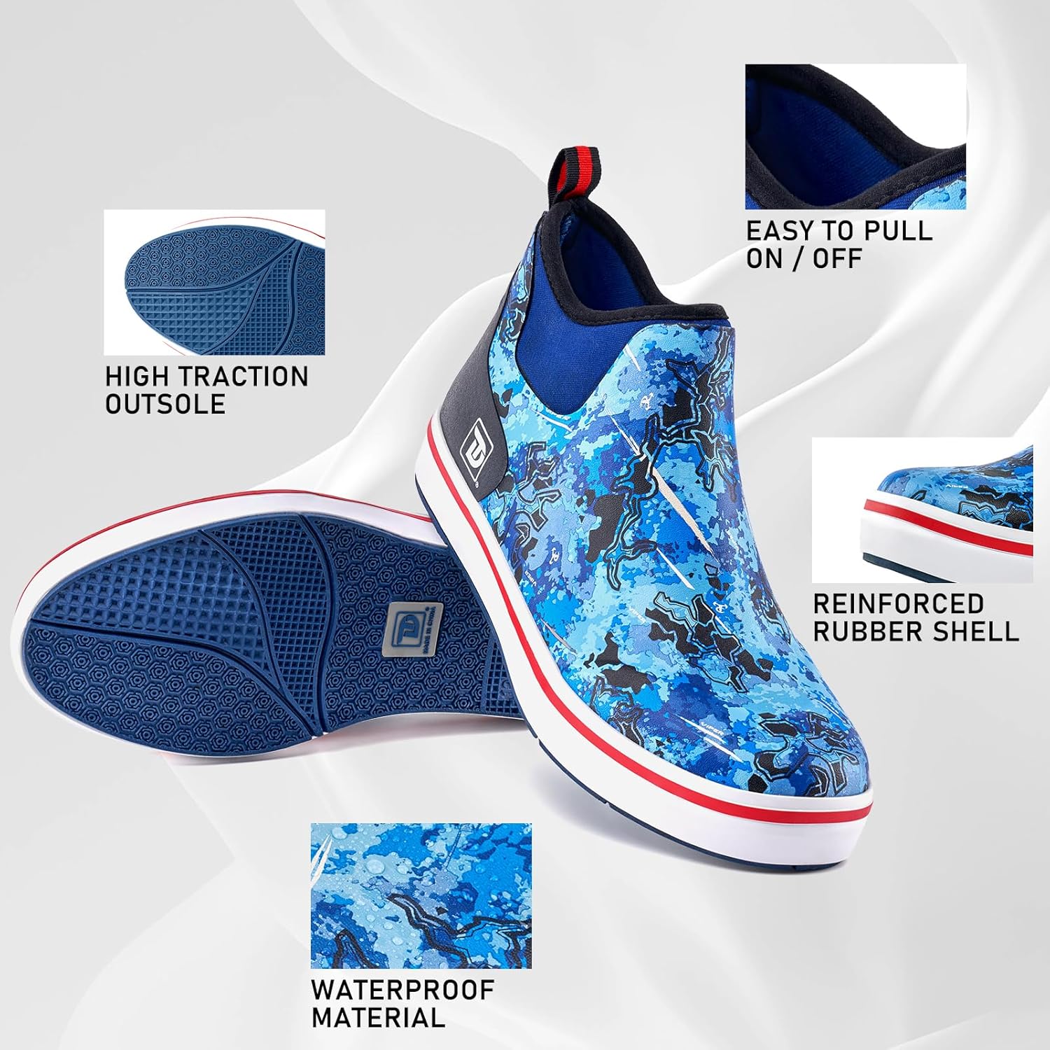 Trudave Mens Deck Boots, Waterproof Rubber Fishing Rain Boots, Anti-slip Short Ankle Shoes for Outdoor Fishing, Boating, Size 5-14 - Image 5