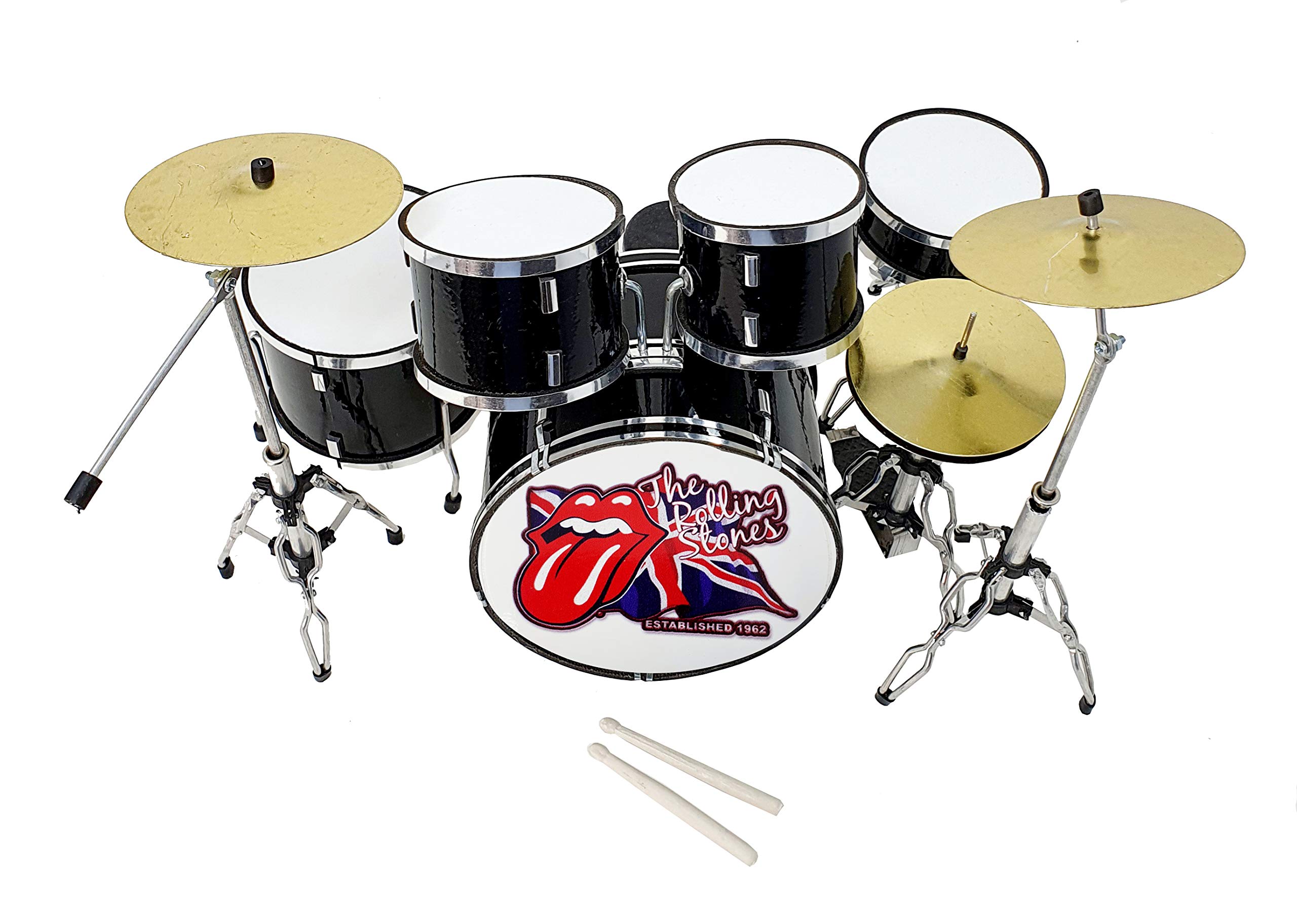 MINIATURA BATERÍA ACUSTICA NEGRO BRILLO MDR-0022 ROLLING STONES REGALO MUSICAL ROCKMUSIC