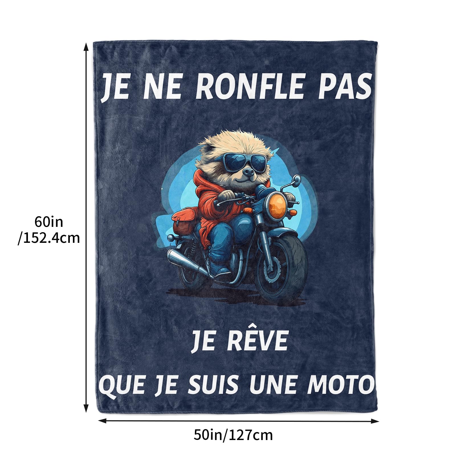 Couverture Humour Homme 'Je Ne Dors Pas Je Repose Mes Yeux' - 130x150 Cm, Polyester Doux, Cadeau Original - 13