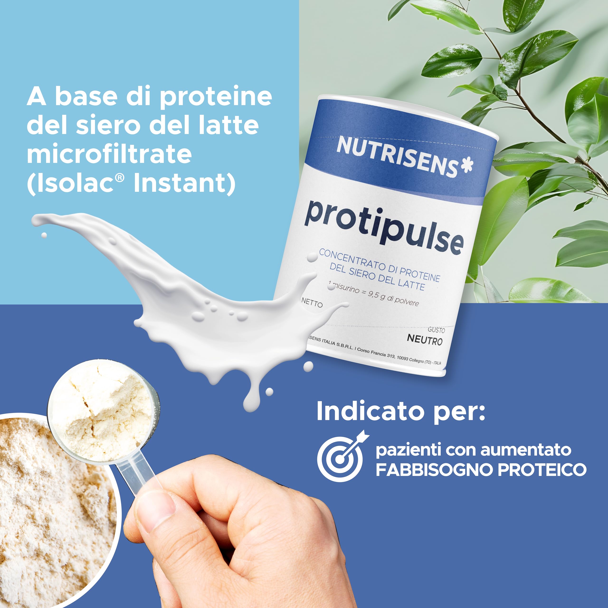 Protipulse - Polvere di Proteine Isolate del Siero di Latte - 450 g - Solubile - Integratore Nutrizionale per Aumentare l'Apporto Proteico - Senza Glutine