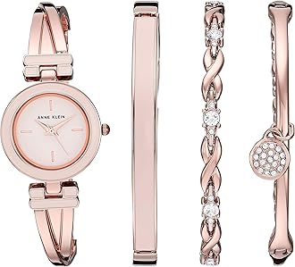 Women's Crystal Accented Bangle Watch and Bracelet Set