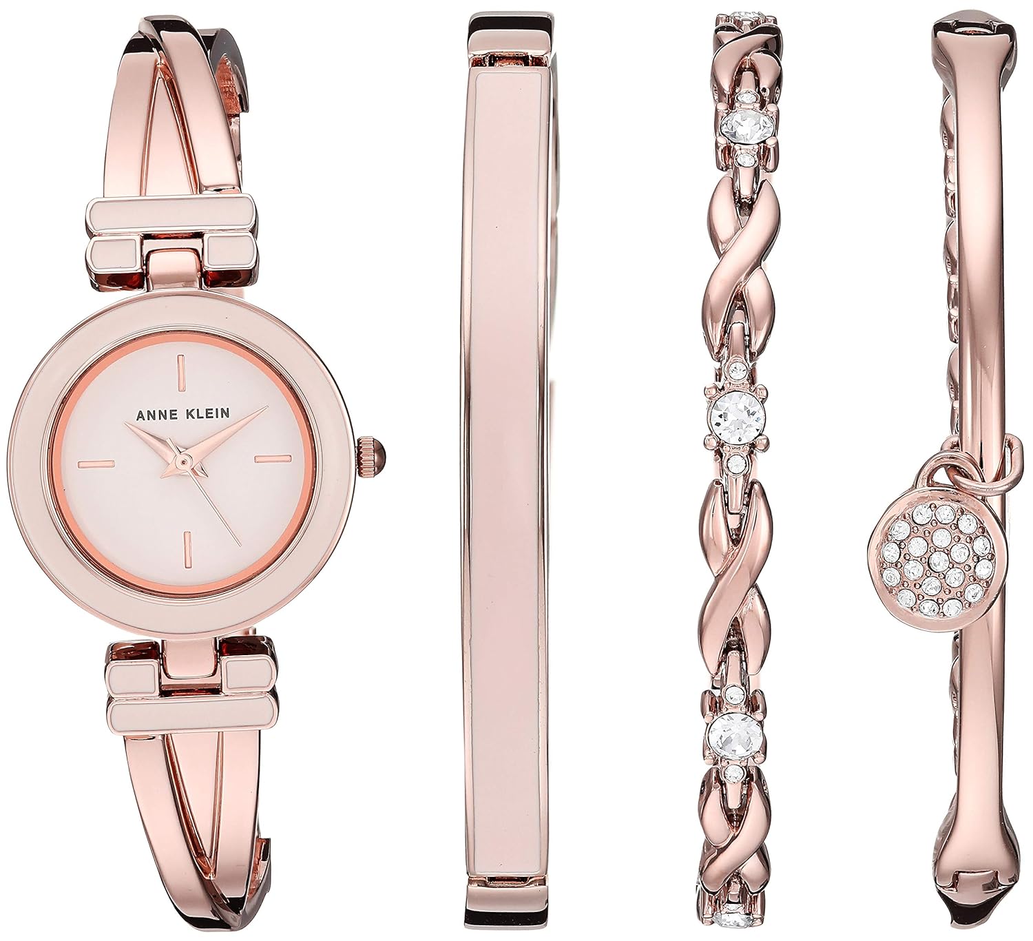 Anne Klein Womens Bangle Watch and Premium Crystal Accented Bracelet Set